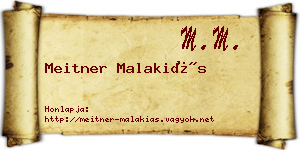 Meitner Malakiás névjegykártya
